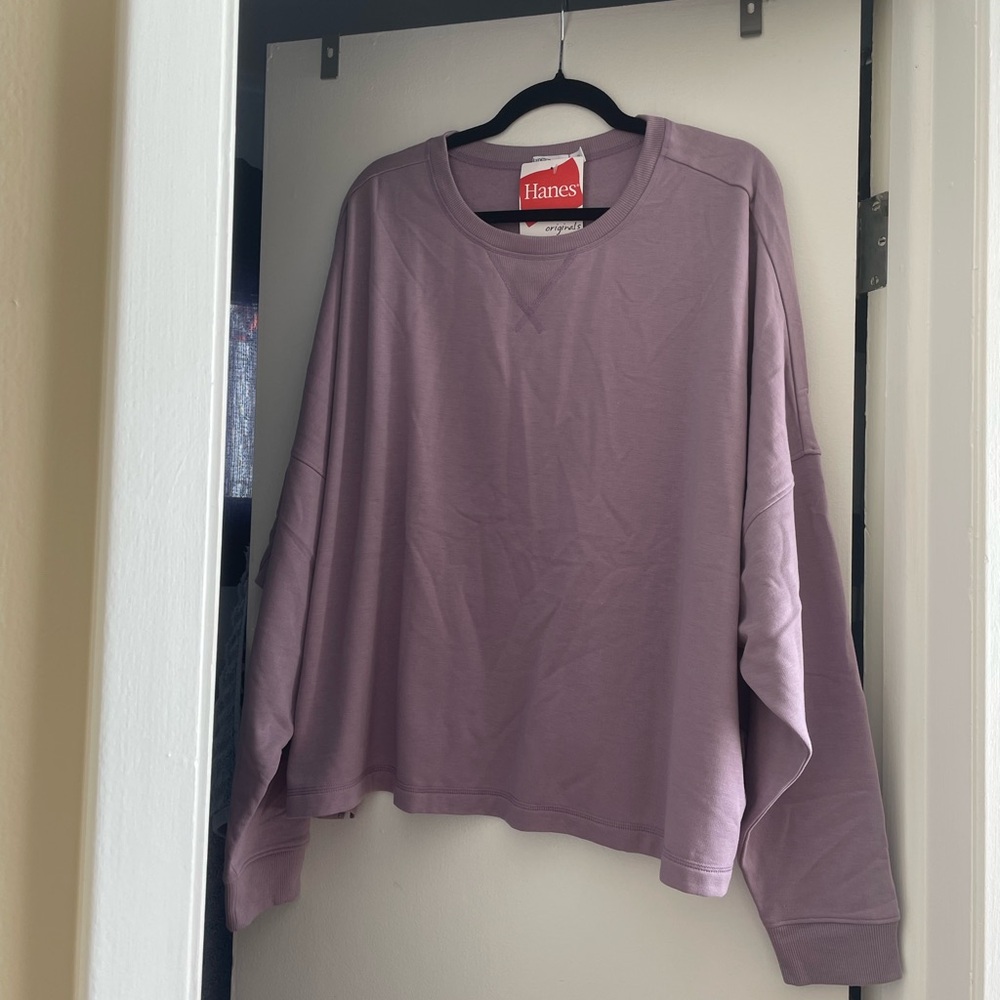 Hanes Lavender Long Sleeve Cropped Sweatshirt